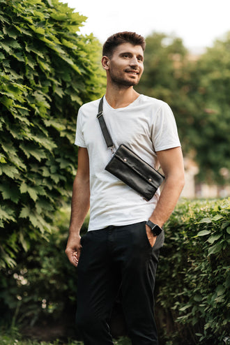 Поясна чоловіча сумка Crossbody M із натуральної шкіри, фото 8 — Skin&Skin