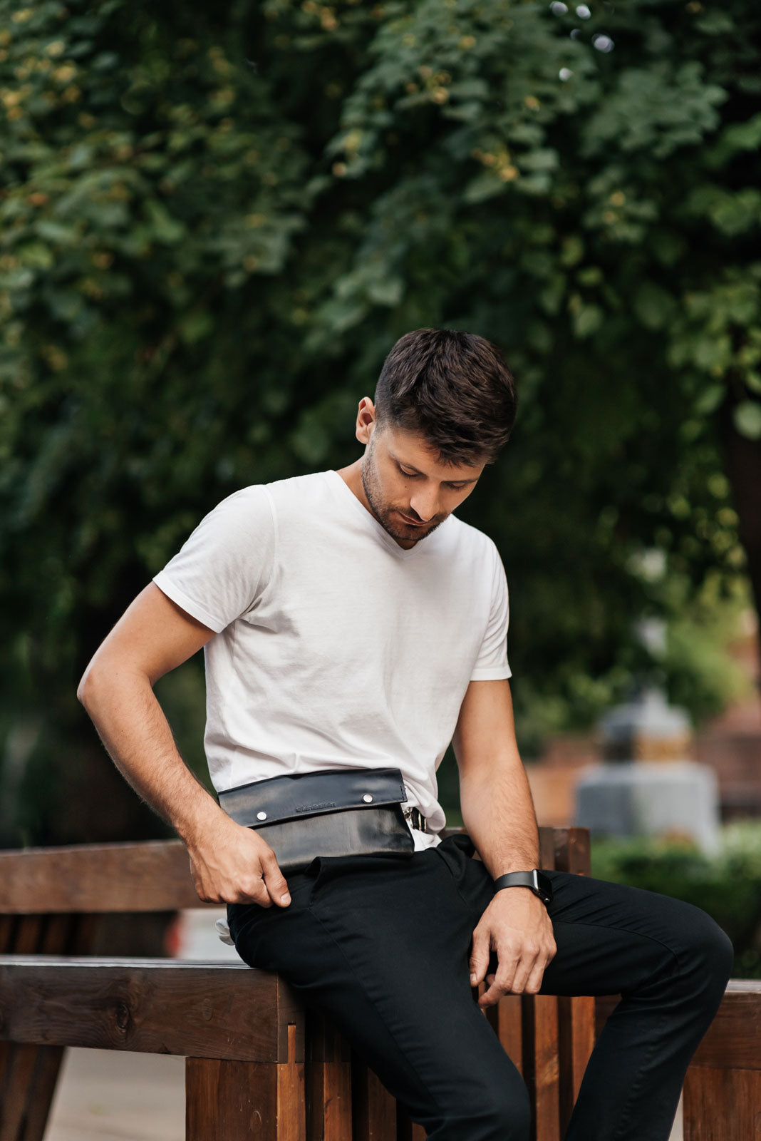 Поясна чоловіча сумка Crossbody M із натуральної шкіри, фото 7 — Skin&Skin