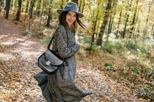 Women's Leather Crossbody Bag - Blossom | Smooth Black - Skin and Skin