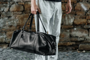 Travel Bag / Duffel Bag - Smooth leather Leather Duffel Bag - Stout | Black - Skin and Skin