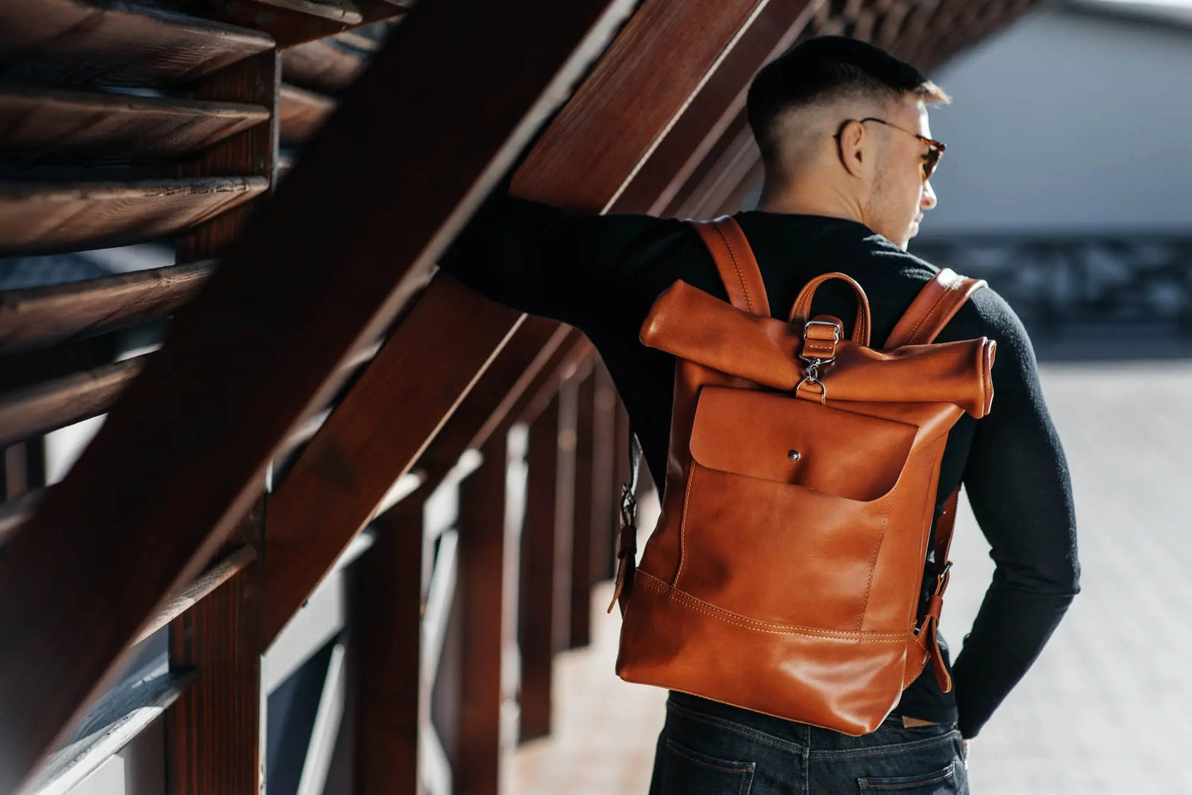 Мінімалістичний шкіряний рюкзак RollTop, фото 42 — Skin&Skin