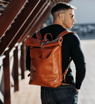Мінімалістичний шкіряний рюкзак RollTop — Skin&Skin