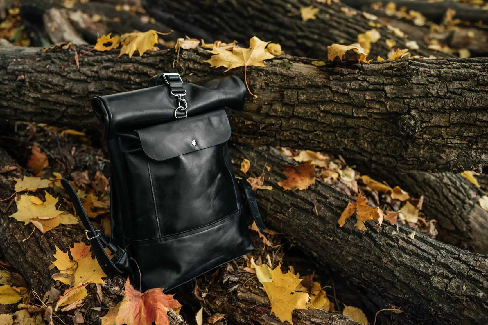 Мінімалістичний шкіряний рюкзак RollTop, фото 12 — Skin&Skin