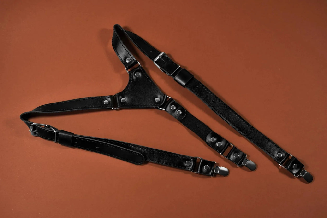 Premium Leather Braces with Buckles | Black - Skin and Skin
