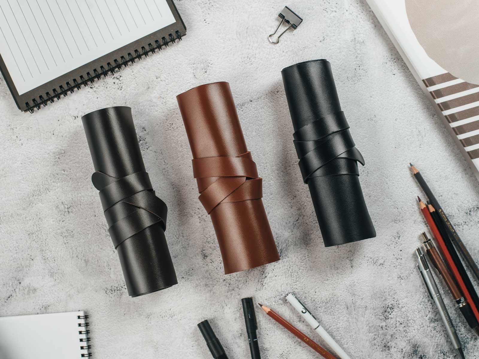 Згорток для ручок та олівців з натуральної гладкої шкіри, фото 30 — Skin&Skin