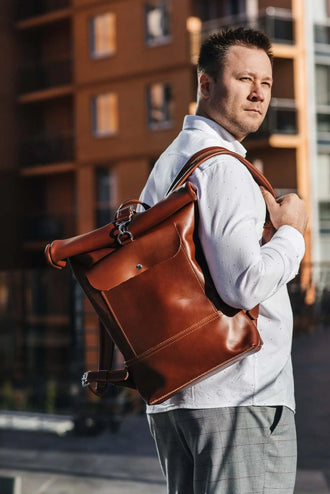 Мінімалістичний шкіряний рюкзак RollTop, фото 45 — Skin&Skin