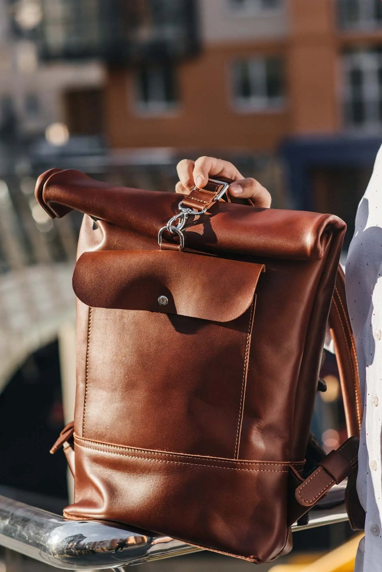Мінімалістичний шкіряний рюкзак RollTop, фото 47 — Skin&Skin