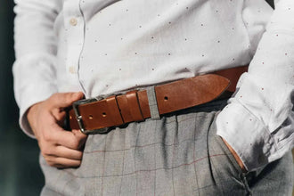 Шкіряний чоловічий ремінь з пряжкою “античне срібло”, фото 21 — Skin&Skin