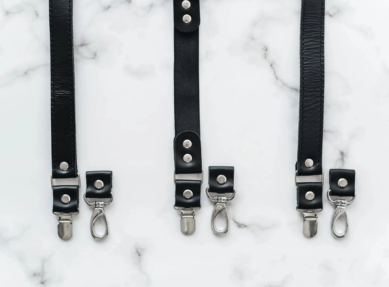 Premium Leather Braces with Buckles | Black - Skin and Skin