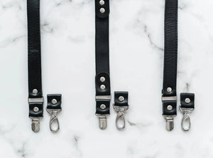 Premium Leather Braces with Buckles | Black - Skin and Skin