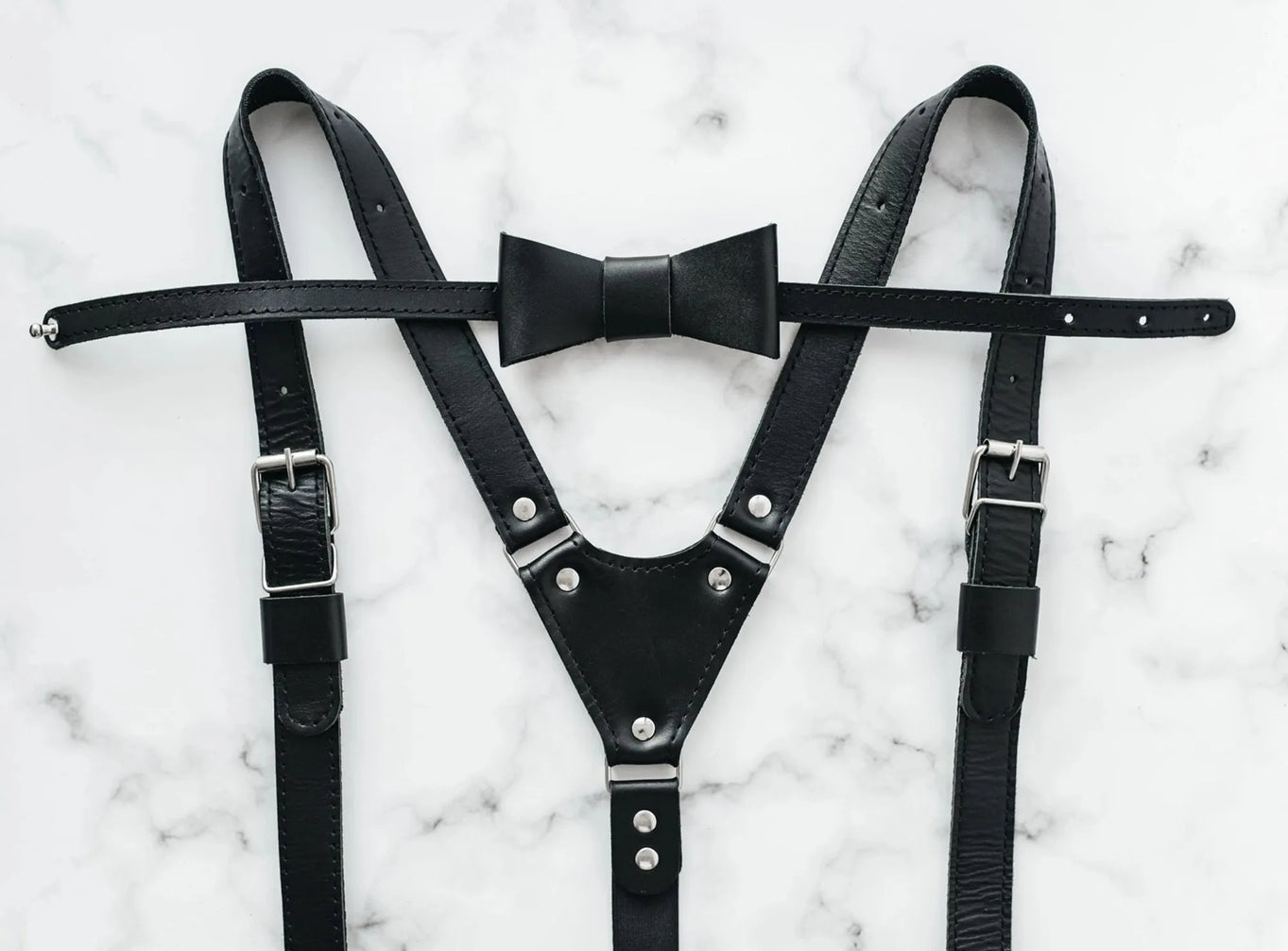 Premium Leather Braces with Buckles | Black - Skin and Skin