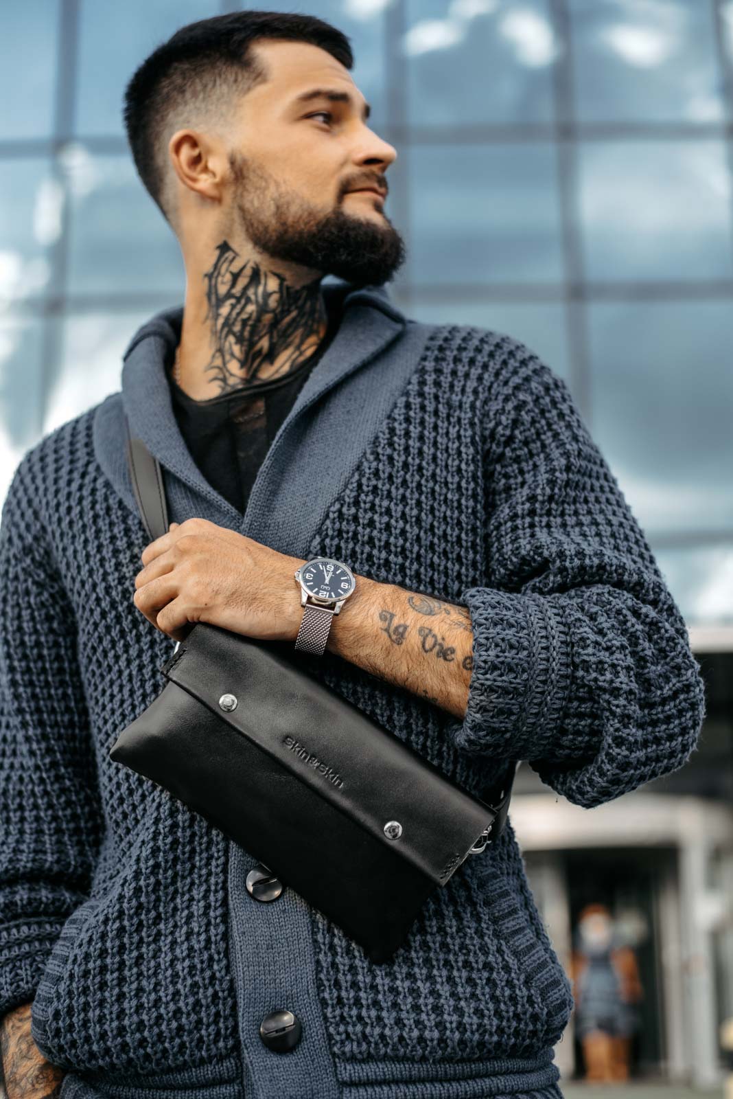 Поясна чоловіча сумка Crossbody M із натуральної шкіри, фото 2 — Skin&Skin