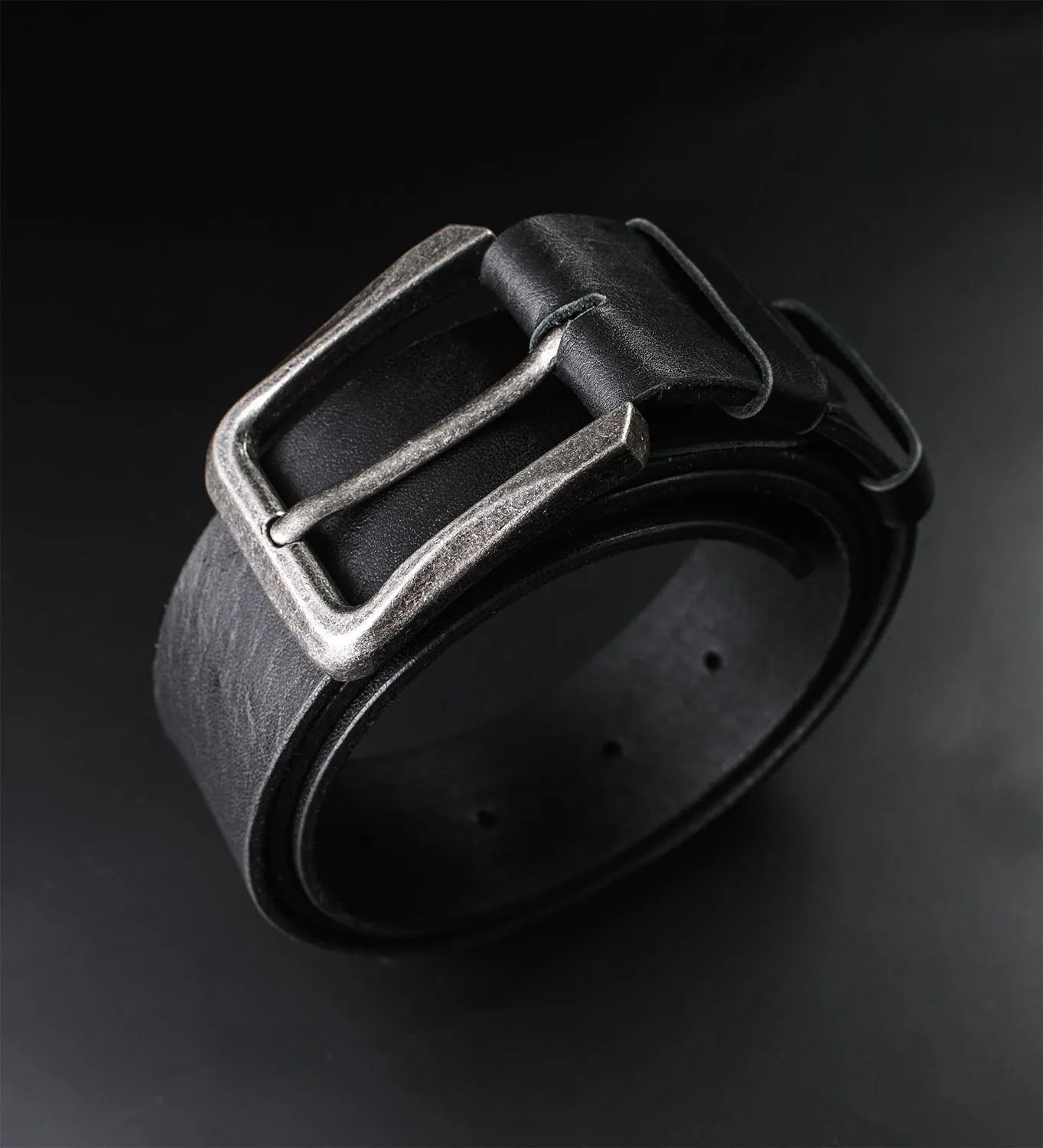 Преміальний чоловічий ремінь з пряжкою "античне срібло”