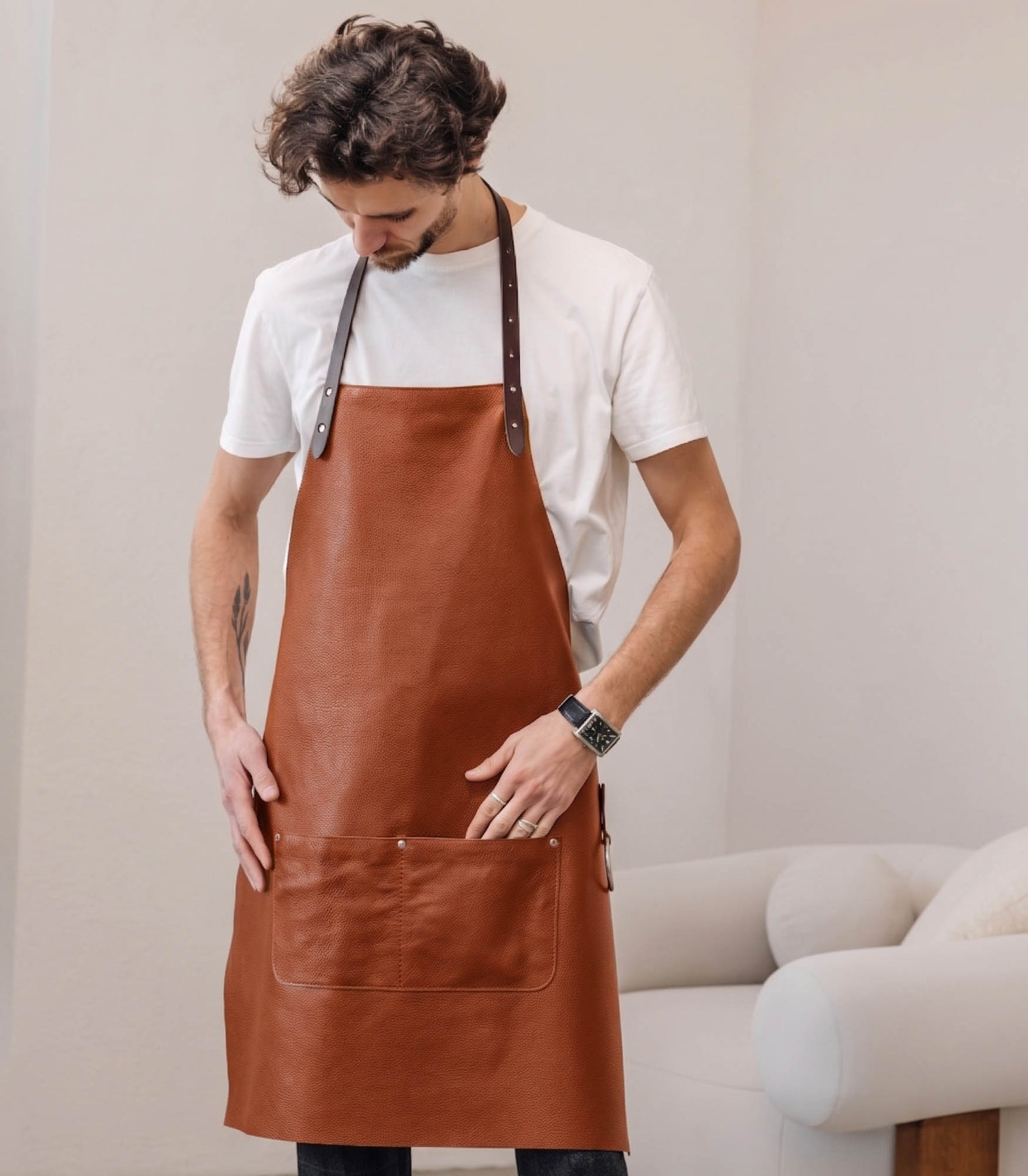 Фартух із натуральної зернистої шкіри для кухарів, бариста та HoReCa, фото 22 — Skin&Skin