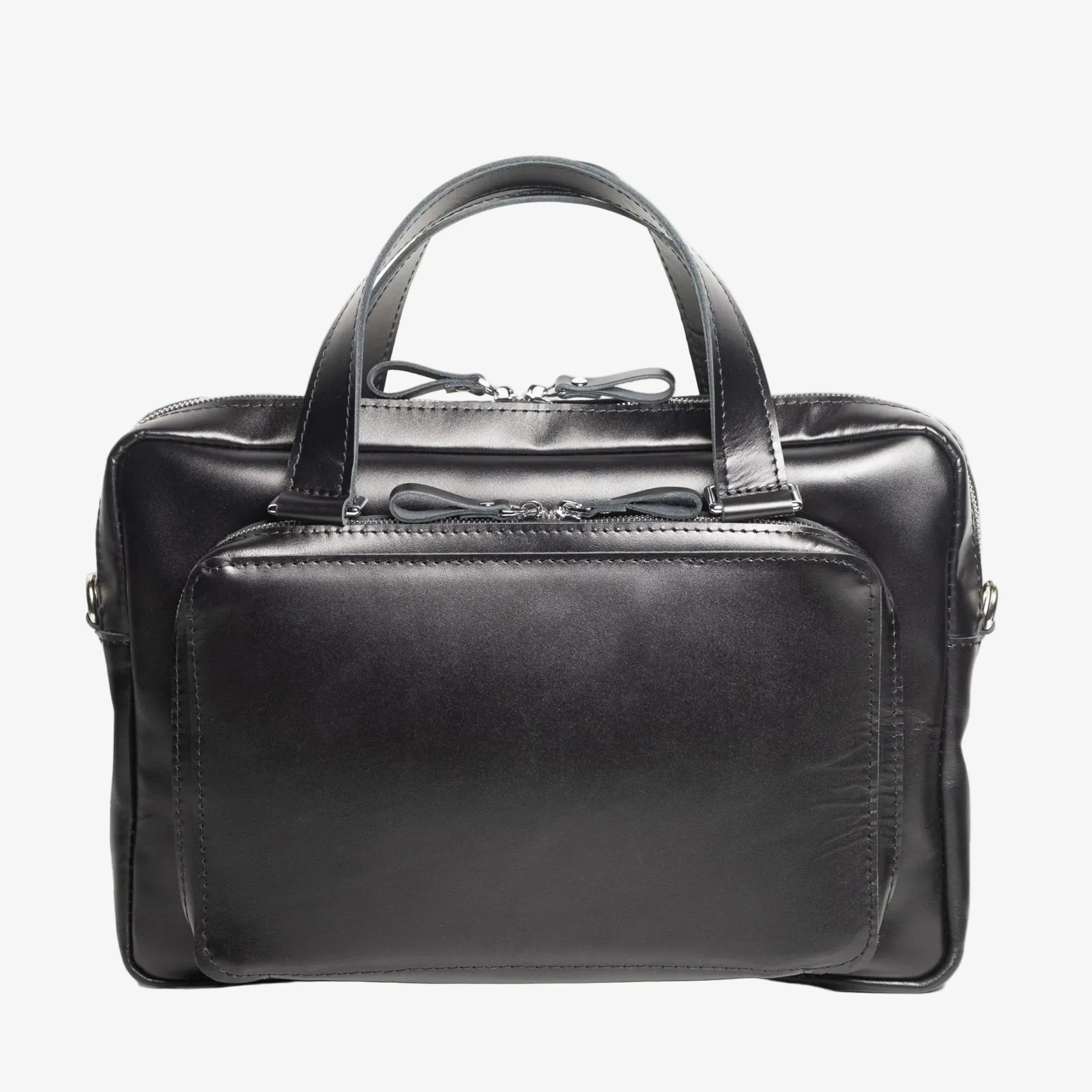 Leather Laptop Briefcase with Organizer | Smooth Black - Skin and Skin