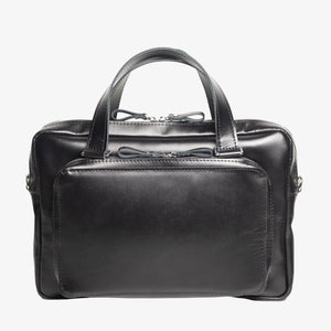 Leather Laptop Briefcase with Organizer | Smooth Black - Skin and Skin