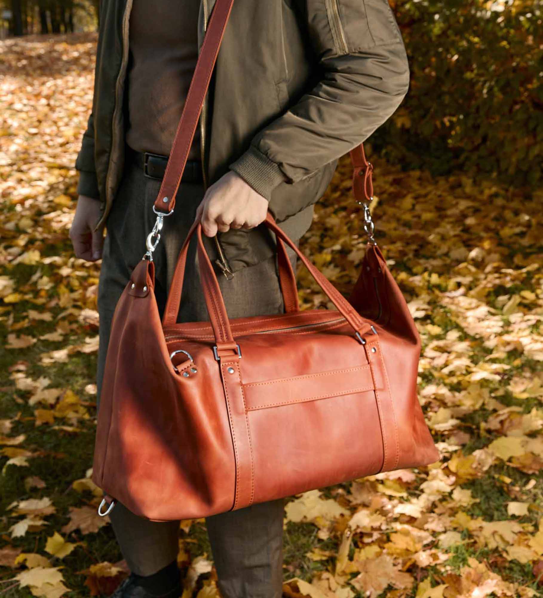 Шкіряна дорожня сумка ручної роботи Stout – розмір M/L