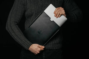 Leather Ipad Case with Wool Lining | Black - Skin and Skin