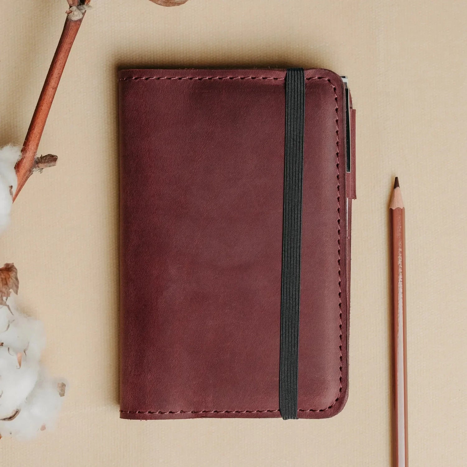 Distressed Leather Notebook cover A6, A5, B5, B6, A4 | Burgundy - Skin and Skin
