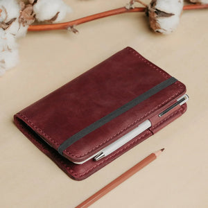Distressed Leather Notebook cover A6, A5, B5, B6, A4 | Burgundy - Skin and Skin