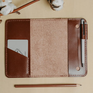 Leather Notebook cover A6, A5, B5, B6, A4 | Cognac - Skin and Skin