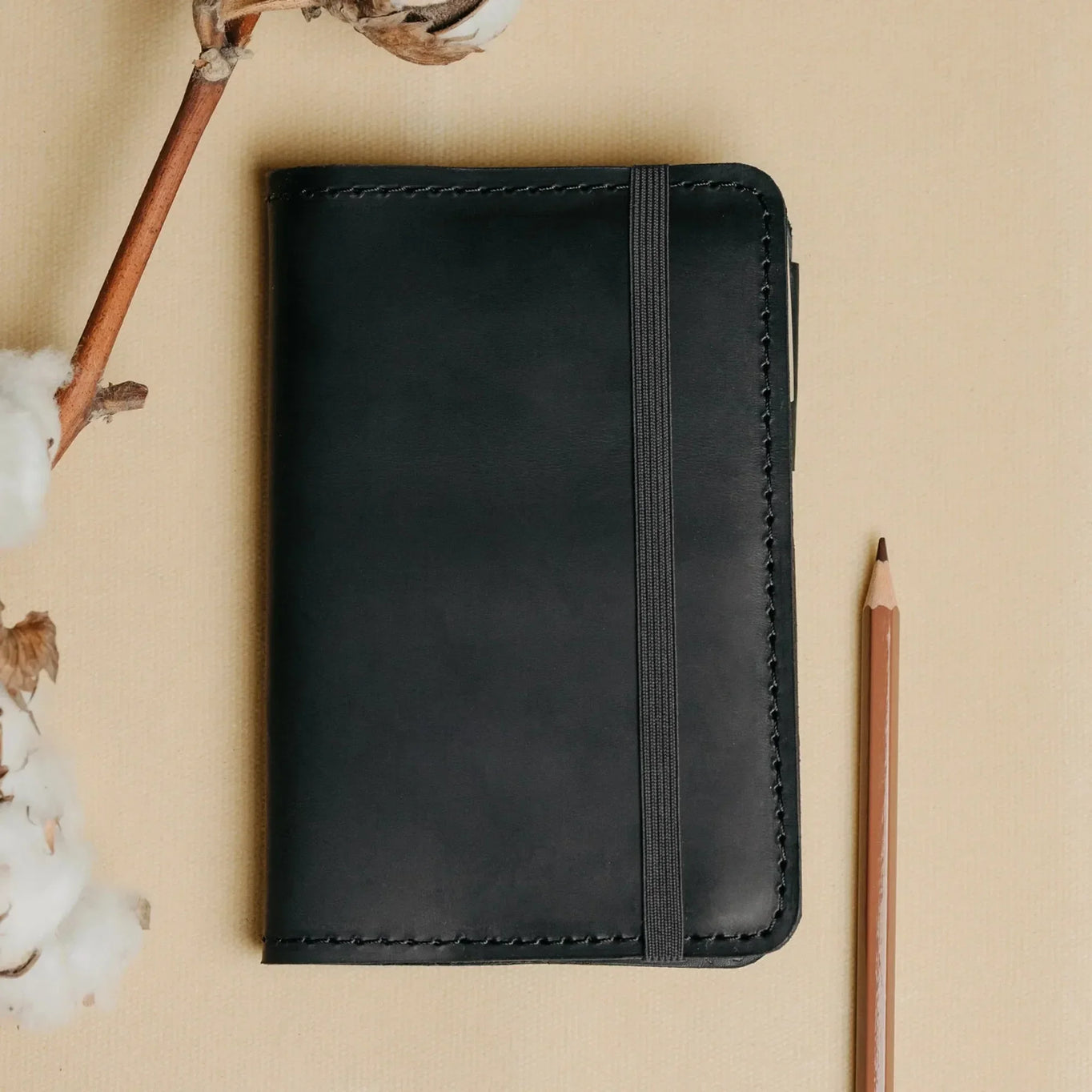 Distressed Leather Notebook cover A6, A5, B5, B6, A4 | Black - Skin and Skin