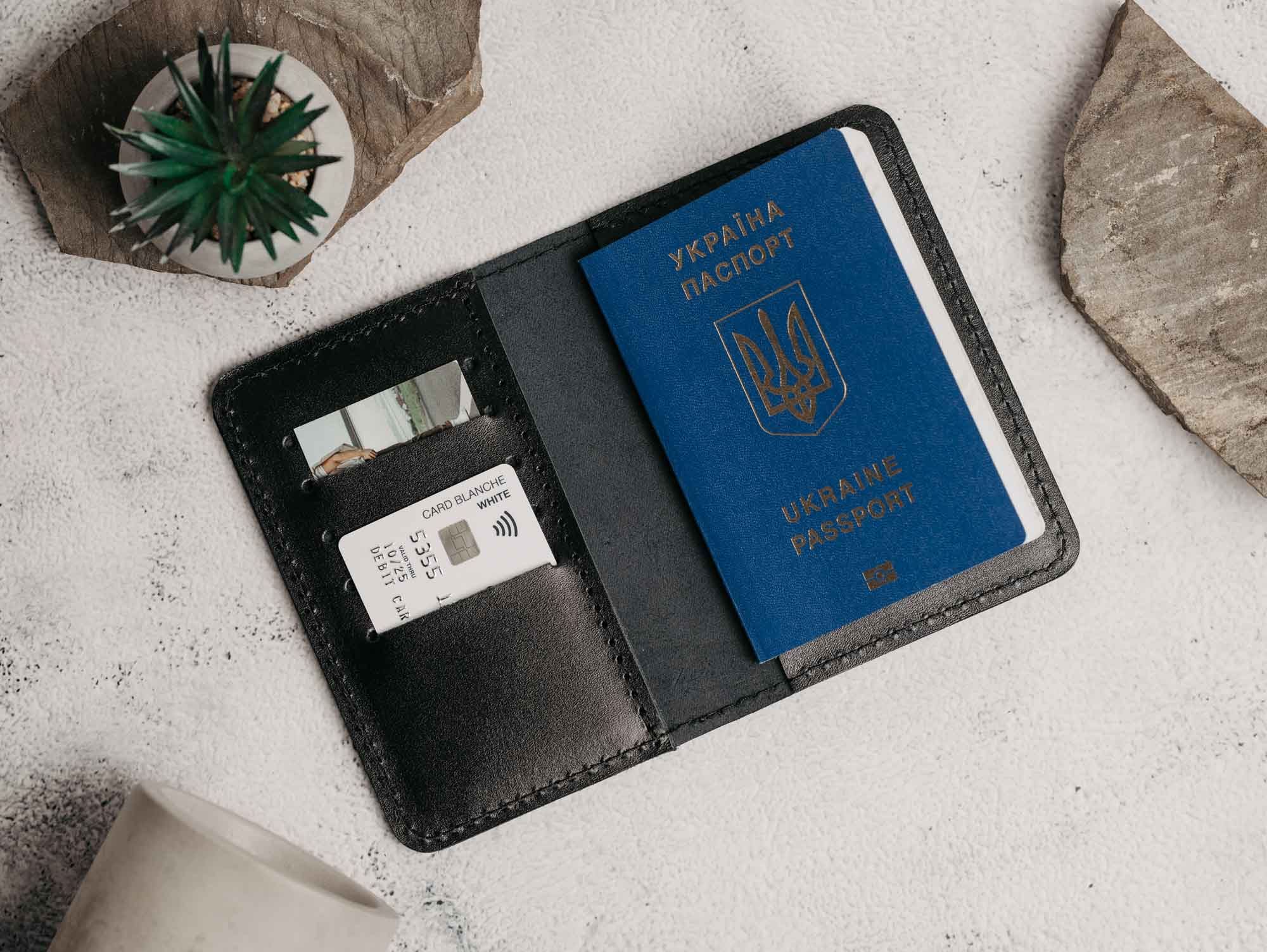 Обгортка для прав та паспорта з класичної шкіри