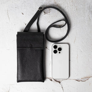 Full grain Leather Phone Bag | Graini Black - Skin and Skin