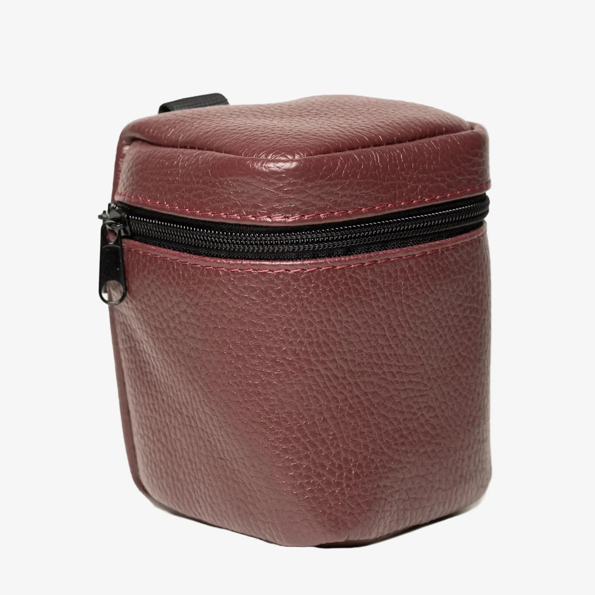 Full-Grain Leather Camera Lens Case | Burgundy - Skin and Skin
