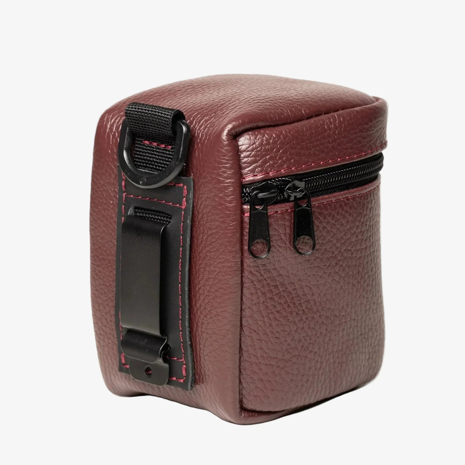 Full-Grain Leather Camera Lens Case | Burgundy - Skin and Skin
