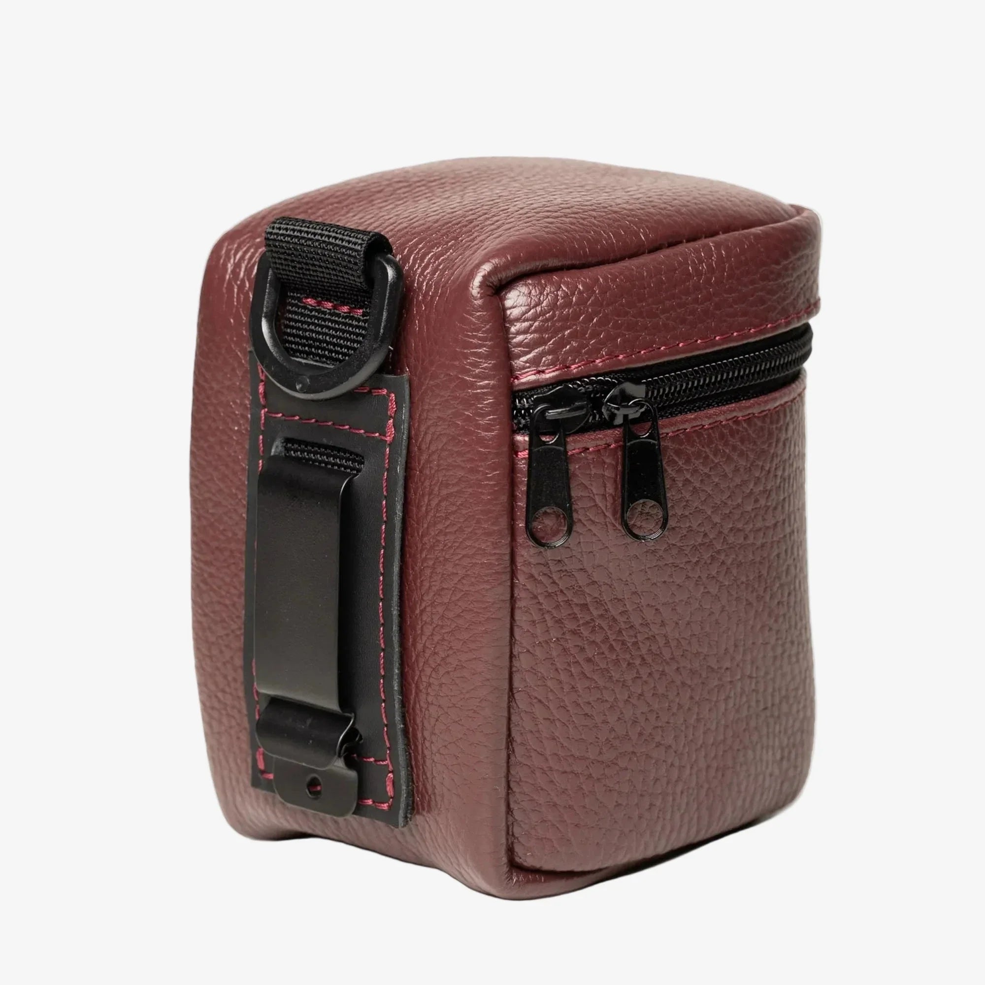 Full-Grain Leather Camera Lens Case | Burgundy - Skin and Skin