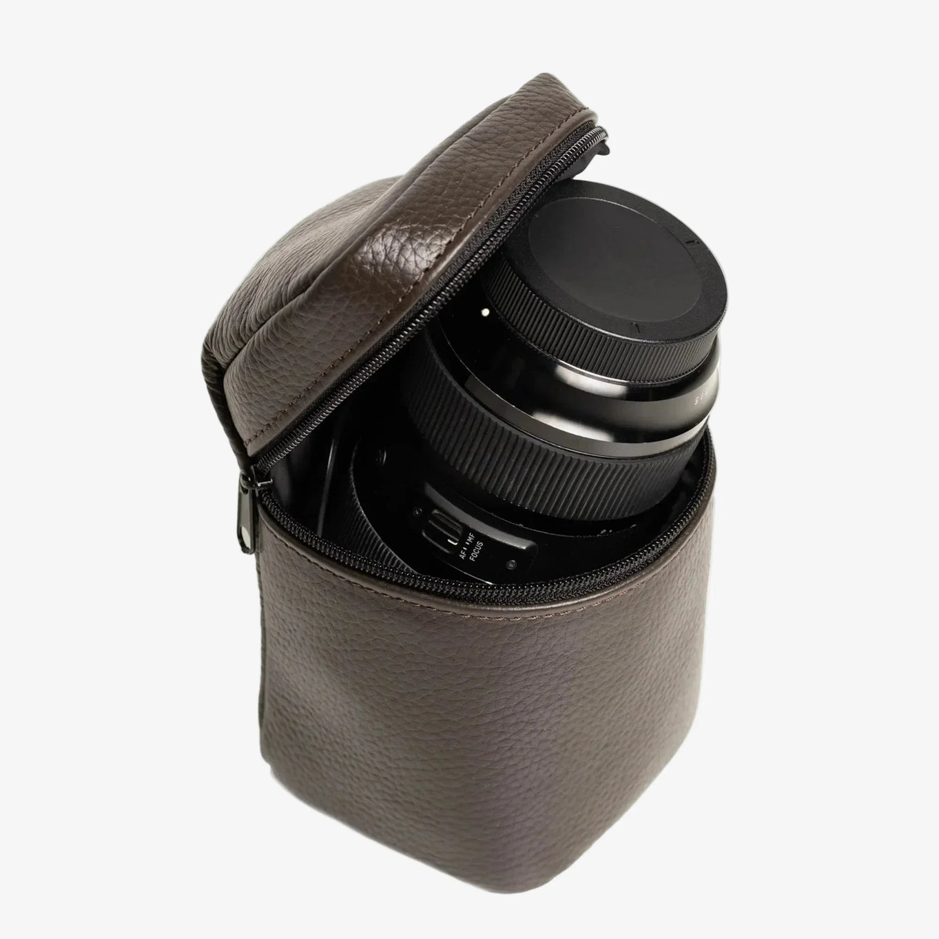 Full-Grain Leather Camera Lens Case | Chocolate Brown - Skin and Skin