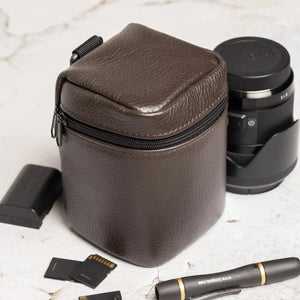 Full-Grain Leather Camera Lens Case | Chocolate Brown - Skin and Skin