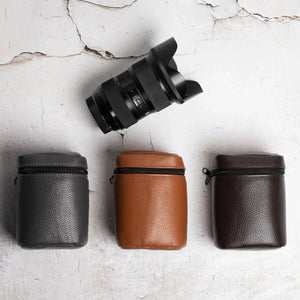 Full-Grain Leather Camera Lens Case | Smoky Grey - Skin and Skin