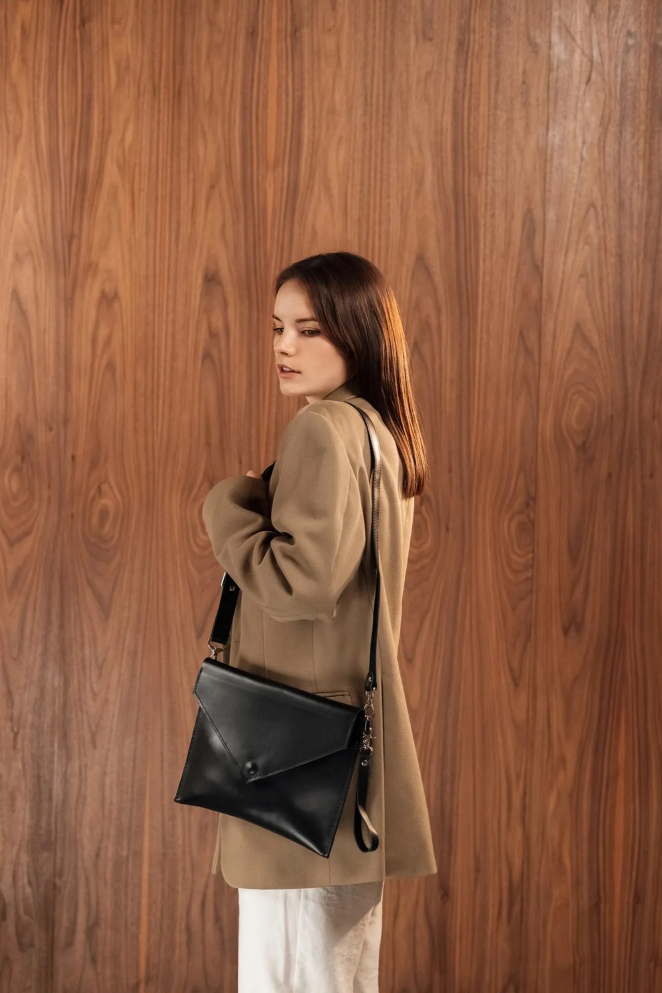 Leather Envelope Clutch - A4 | Smooth Black - Skin and Skin