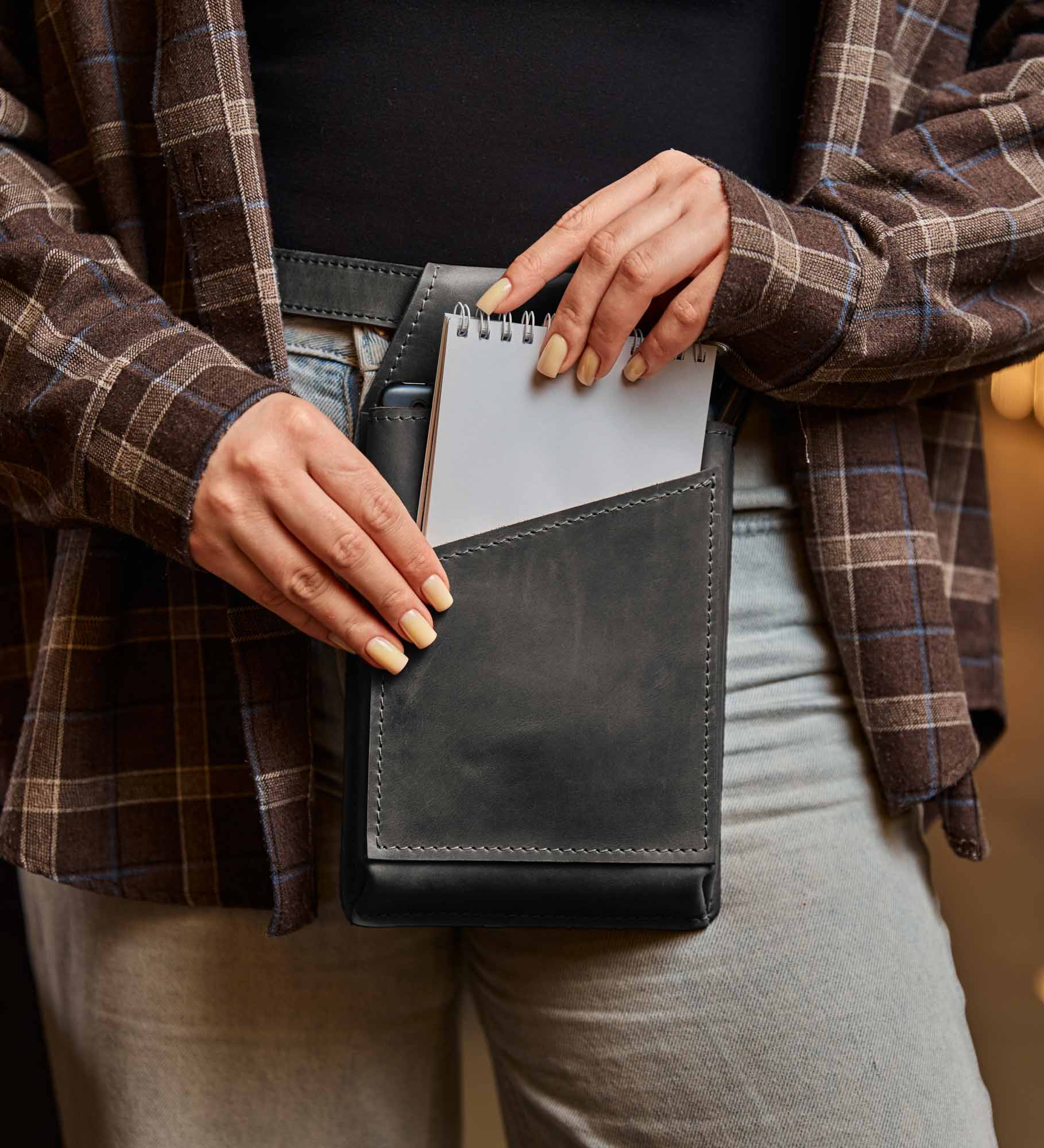 Сумка на пояс для офіціанта із натуральної шкіри Crazy Horse