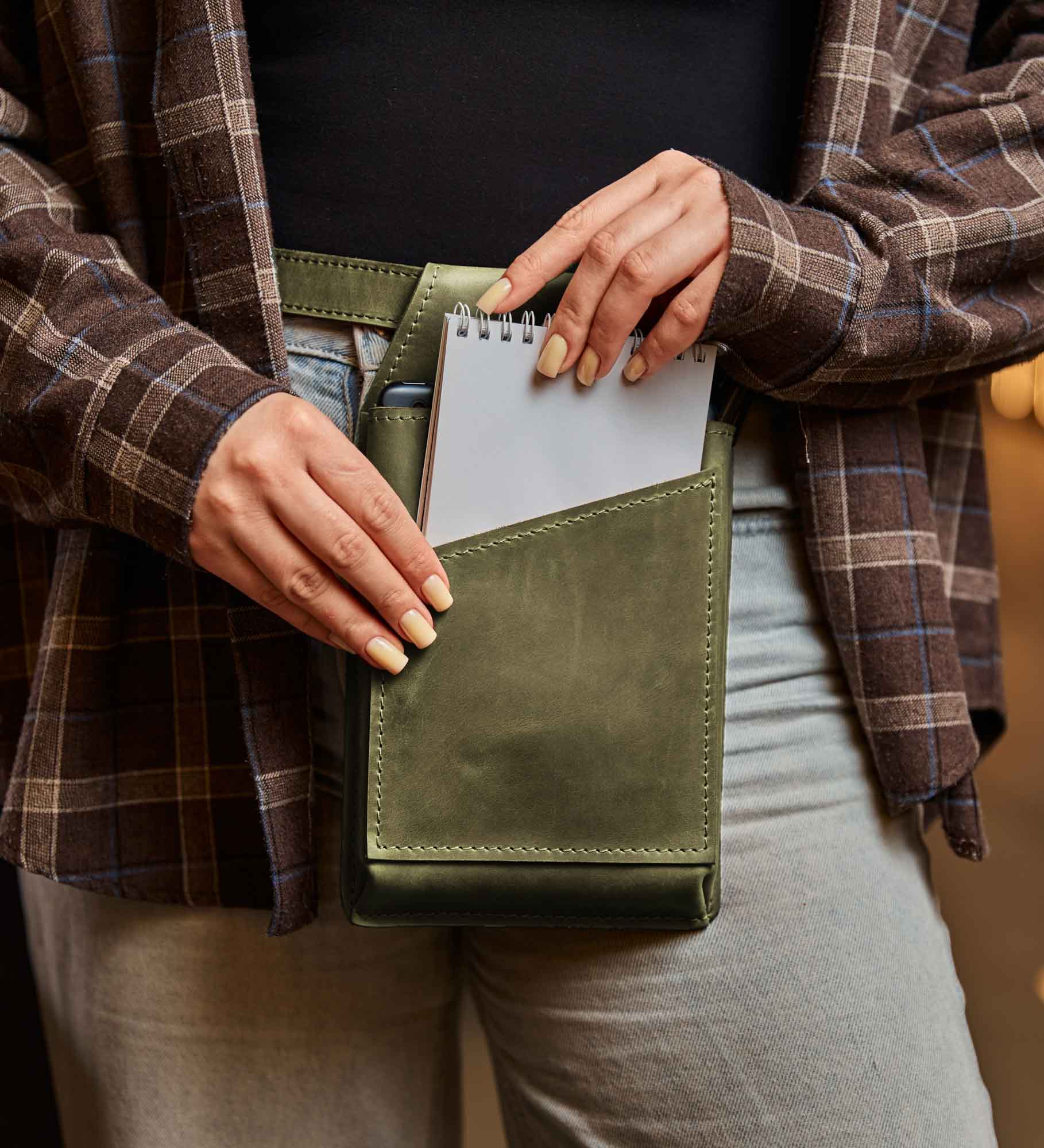 Сумка на пояс для офіціанта із натуральної шкіри Crazy Horse