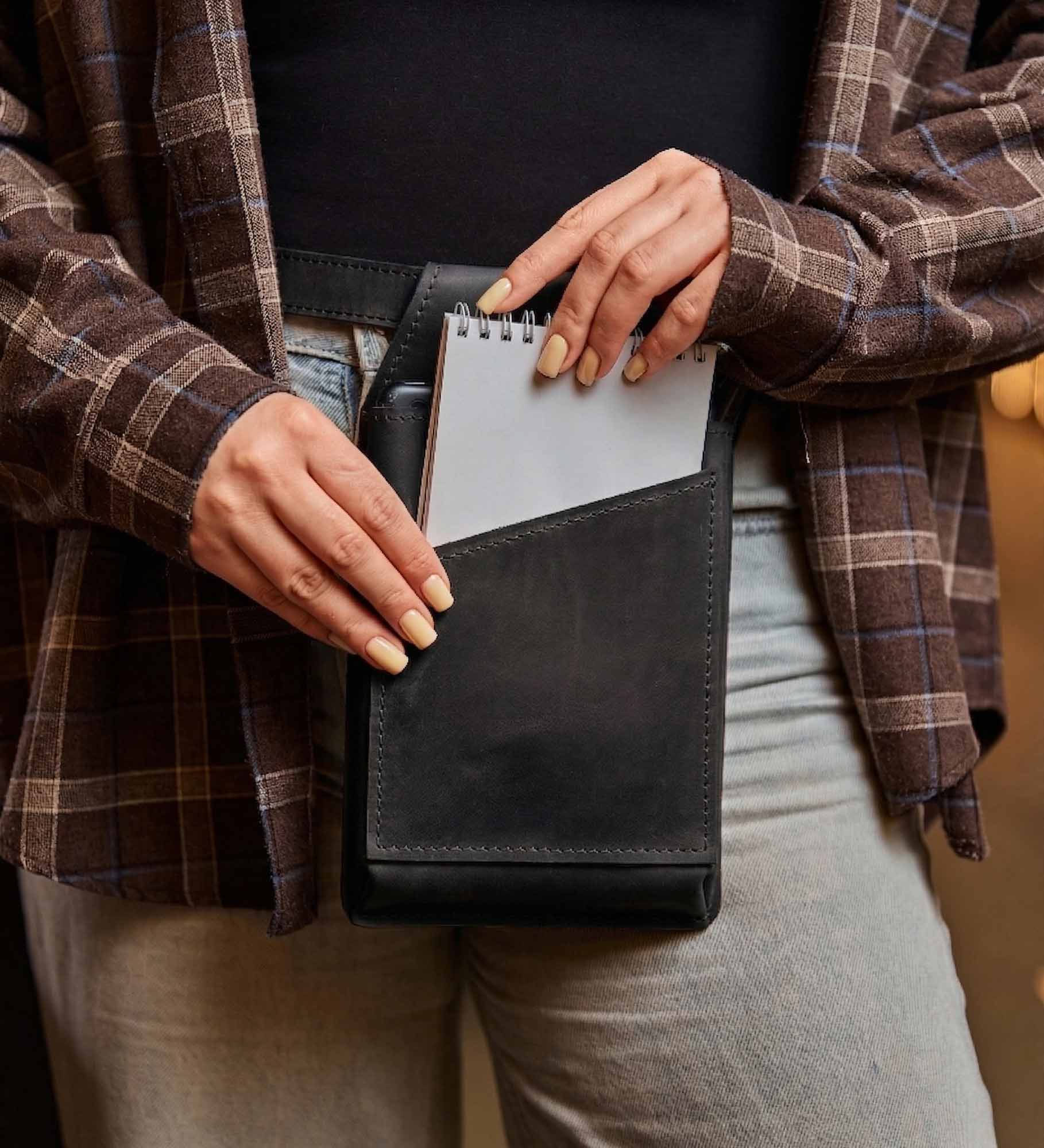 Сумка на пояс для офіціанта із натуральної шкіри Crazy Horse