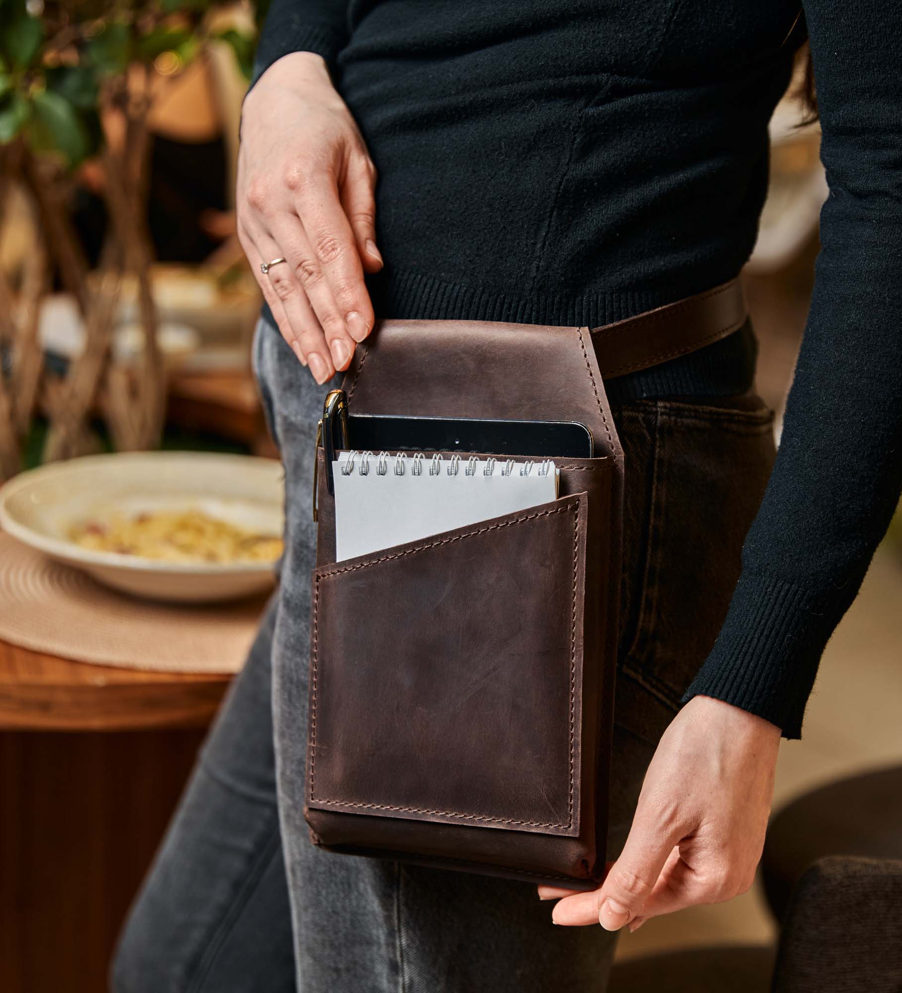 Сумка на пояс для офіціанта із натуральної шкіри Crazy Horse