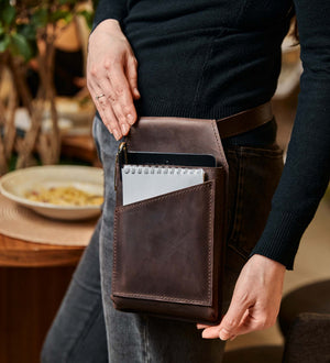 Сумка на пояс для офіціанта із натуральної шкіри Crazy Horse