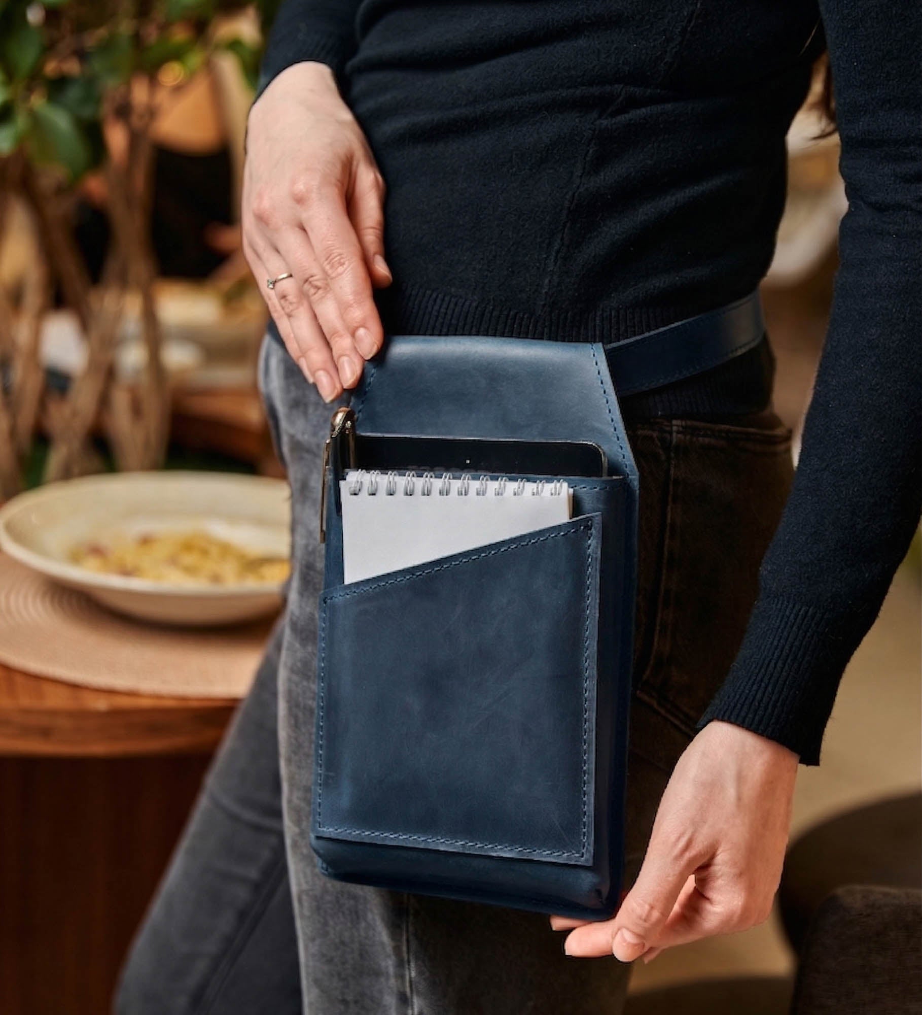 Сумка на пояс для офіціанта із натуральної шкіри Crazy Horse