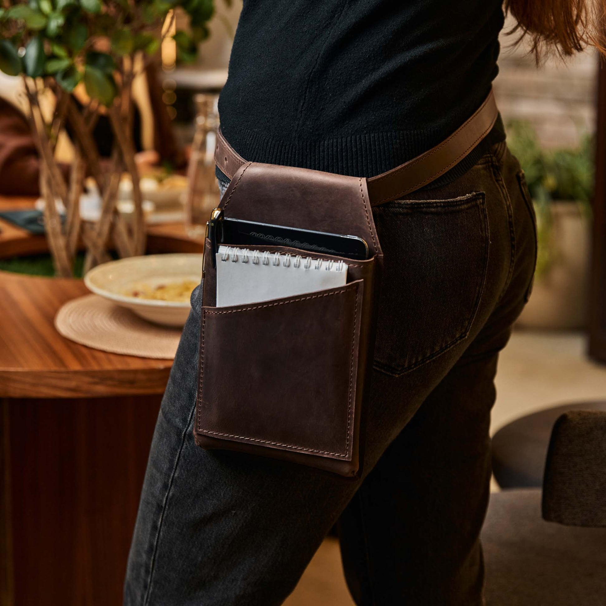 Сумка на пояс для офіціанта із натуральної шкіри Crazy Horse