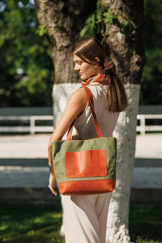 Жіноча сумка Tote із вощеного канвасу та натуральної шкіри, фото 39 — Skin&Skin