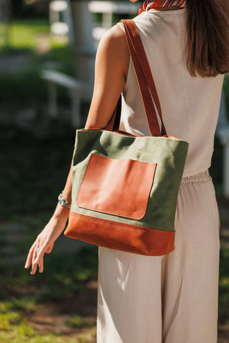 Жіноча сумка Tote із вощеного канвасу та натуральної шкіри, фото 40 — Skin&Skin