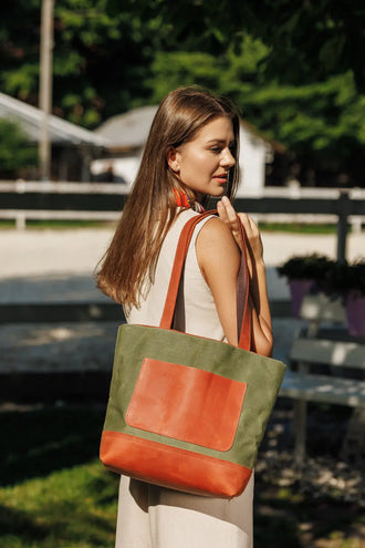 Жіноча сумка Tote із вощеного канвасу та натуральної шкіри, фото 49 — Skin&Skin