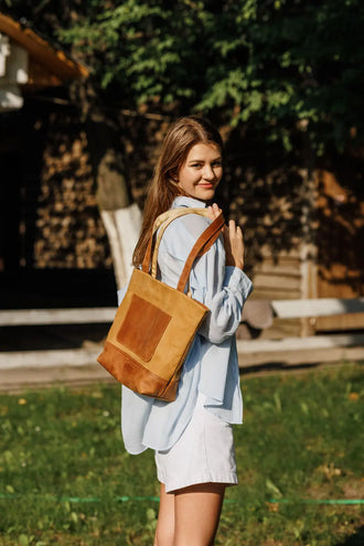 Жіноча сумка Tote із вощеного канвасу та натуральної шкіри, фото 24 — Skin&Skin