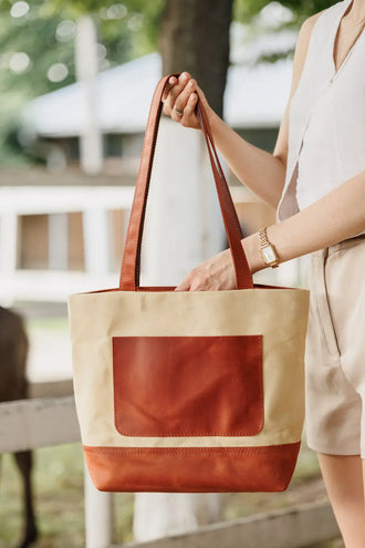 Жіноча сумка Tote із вощеного канвасу та натуральної шкіри, фото 9 — Skin&Skin