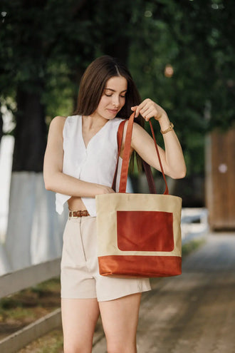 Жіноча сумка Tote із вощеного канвасу та натуральної шкіри, фото 7 — Skin&Skin