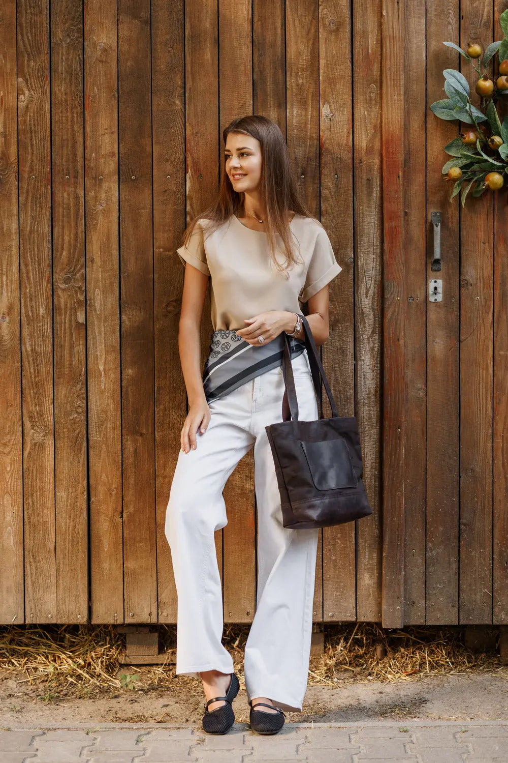 Жіноча сумка Tote із вощеного канвасу та натуральної шкіри, фото 15 — Skin&Skin
