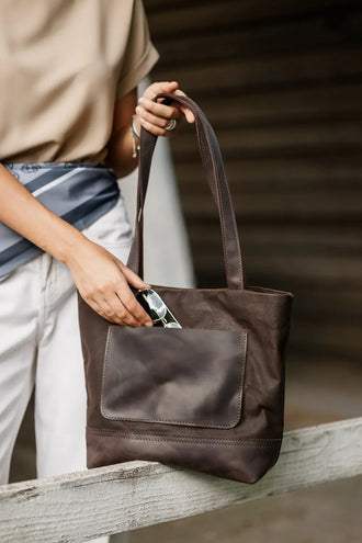 Жіноча сумка Tote із вощеного канвасу та натуральної шкіри, фото 18 — Skin&Skin